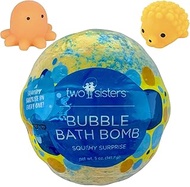 Squishy Bubble Bath Bomb for Kids with Surprise Toy Inside by Two Sisters Spa. Large 99% Natural Fizzy. Moisturizes Dry Sensitive Skin. Releases Color, Scent, and Bubbles.