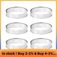 6 Pack 4 Inch Double Rolled English Muffin Rings, Stainless Steel Crumpet Rings, Tart Rings, Round