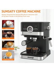 1入組aeomjk插頭半自動意大利風格咖啡機,20bar萃取系統,奶泡系統,溫度表,適用於拿鐵咖啡卡布奇諾
