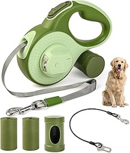 ODRIEW Retractable Dog Leash 16ft, 360° Tangle-Free, 6-in-1 with Chew Proof Cable, LED Light, Dispen