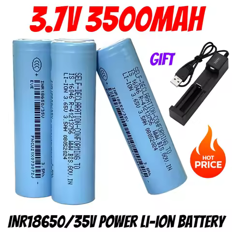 18650 3500mAh 100% Original Power Battery INR18650/35V 3500mAh Li-ion 3.7v Rechargeable Battery 1865