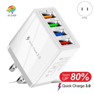 4 USB Fast Charging Adapter,with LED Light Fast Charge Charger 5V3A Charger Type-C QC3.0 Fast Charge