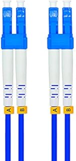 Jeirdus 100ft 100feet 30m LC to LC Indoor Armored Duplex 9/125 SM Fiber Optic Cable Jumper Optical P