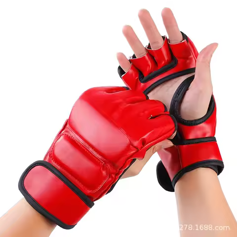 Professional Boxing Training Gloves Half Finger Leather Cushion for Adult Sanda Boxing UFC Training 