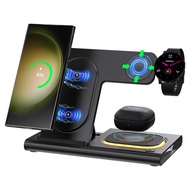 YiYotoci 3 in 1 Foldable Fast Wireless Charger for Galaxy Watch or Apple Watch,IPhone 16 15 & Galaxy