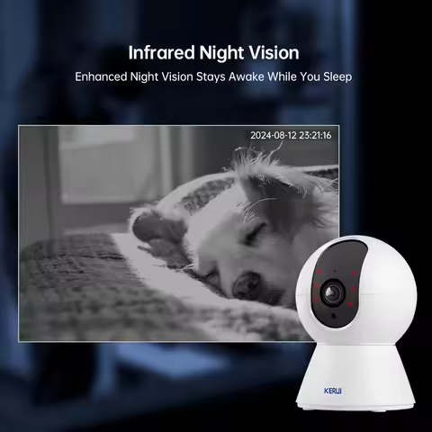 KERUI WiFi IP Pets Camera Home Security Dog Cats Camera Tuya Smart 4K 8MP HD Video Night Vision Surv