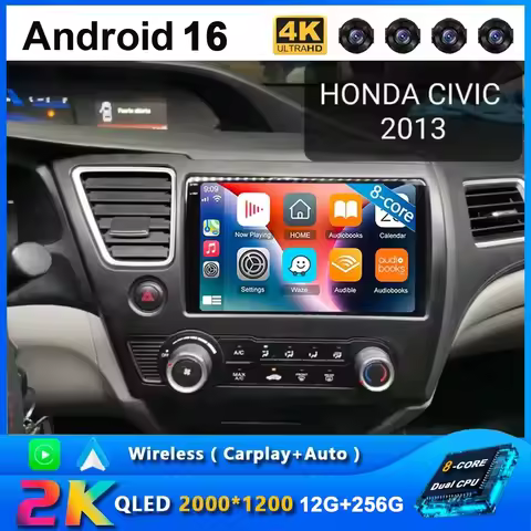 Android 16 Car Radio For Honda Civic 9 2013 - 2016 US EDITION AI Voice Multimedia Video Player Navig