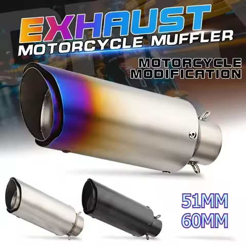 51mm Double Layer Motorcycle Exhaust Muffler Slip On Universal for R15 MT03 CBR650R ZX10R Z250 GSXS1