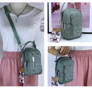 Tas selempang mini wanita dompet HP chibao model terbaru 5891-22-35 motif bordir bunga bahan kanvas