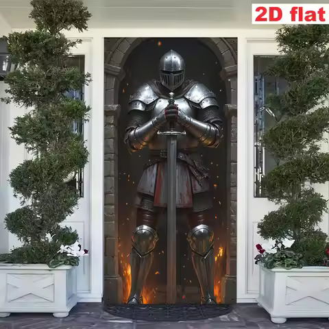 2D flat party banner, 1 party banner, bloodstained armor medieval knight curtain, polyester castle