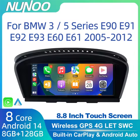 Android 14 Wireless Carplay For BMW E60 E90 E91 E92 E93 E61 2005-2012 Car Player Auto GPS Audio Navi