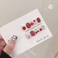 Christmas Snowman Red Pinch Wearable Nails Detachable Fake Nails Short Style
