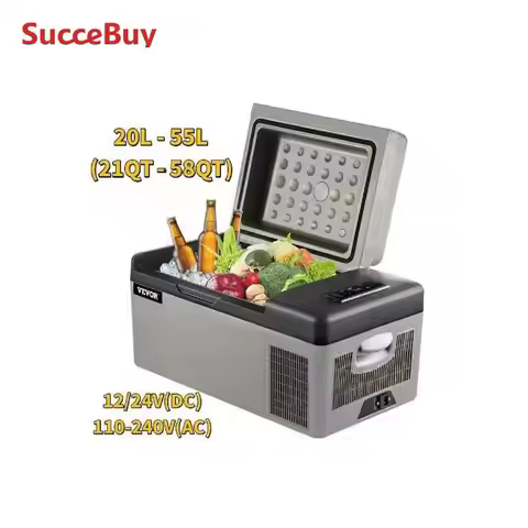 SucceBuy 20L22L35L45L55L Car Refrigerator Mini Fridge Freezer Portable Compressor Cooler 12/24V DC 1