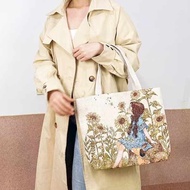 charles and keith handbag coach handbag New Cute Double-Sided Embroidered Canvas Bag Double-Sided Ja