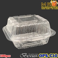 OPS-C10 4" Burger Box Tray with Lock [ 100pcs± ] Benxon Bakery Disposable Plastic Clear Food Box OPS