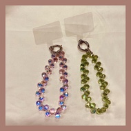 Original Crystal Chain Mobile Phone Lanyard Short Handmade Water Drop Crystal Lanyard Earphone Case 