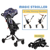 Advanced V5-B Ultralight Foldable 2-Way Facing Magic Stroller Adjustable Awning &amp; Rotating Seat with One Button