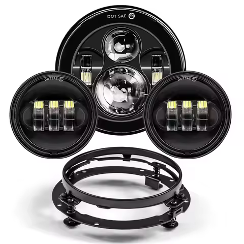 Motorcycle 7inch LED Headlight 4.5inch Halo Fog Lights for Harley Touring Road King Street Glide Acc