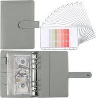 New A6 Cash Binder Planner Colorful PU Leather Notebook Binder with 12 PCS A6 Binder Pockets