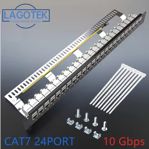 Cat7 Patch panel 24port CAT7/CAT6a FTP Patch Panel Full Shielded Incl. 24x Cat7 shielded keystone ad
