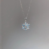 Snowflake Necklace Blue CZ Good Meaning Minimalist Style Women's Accessories