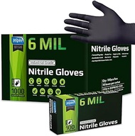 Inspire Black Nitrile Gloves | HEAVY DUTY 6 Mil Nitrile THE ORIGINAL Nitrile Medical Food Cleaning Disposable Gloves