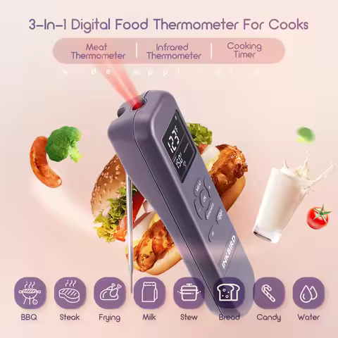 INKBIRD Handy Meat Thermometer with IR Detector 3-In-1 Multifunctional Food Thermometer IHT-1M Cooki