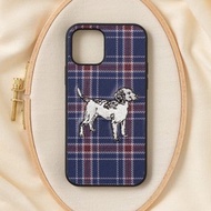 立體刺繡手機殼 iPhone 12/12pro PBAT PU合成皮革 狗狗x海軍藍