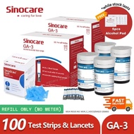 SINOCARE GA3 100pcs Test Strip Blood Glucose Cek Gula Darah Cofoe Lancet Alat Kencing Manis Sugar
