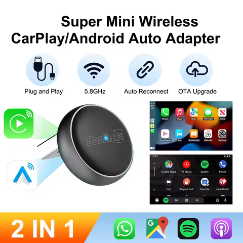 2026 Carlinkit Mini Ultra 3 Wireless CarPlay Adapter Android Auto 2in1 Dongle BT5.4 Wifi5.8G For Toy