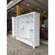 Lemari Pakaian 4 Pintu Sliding Hijab Kayu Blokteak Duco Premium/trinityjayafurniture