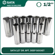 SATA 1/2'' DR. 6PT DEEP SOCKET BOX STANDARD SIZE HEAVY DUTY SOCKET BOX LIFETIME WARRANTY 12MM 14MM 1