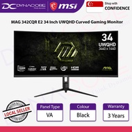 MSI MAG 342CQR E2 34 Inch UWQHD Curved Gaming Monitor - 1500R 3440 x 1440 Resolution, 180 Hz / 1ms (