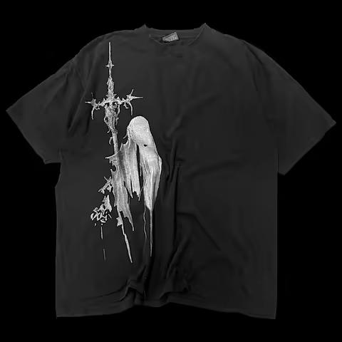 2000s retro Affliction Oversize t-shirt Gothic Angel distressed Harajuku Gothic Xzavier style men's 