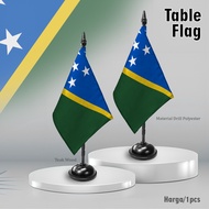 Solomon Island Table Flag, Smooth Velvet Fabric + Wooden Stand Table Flag/, Room Decoration