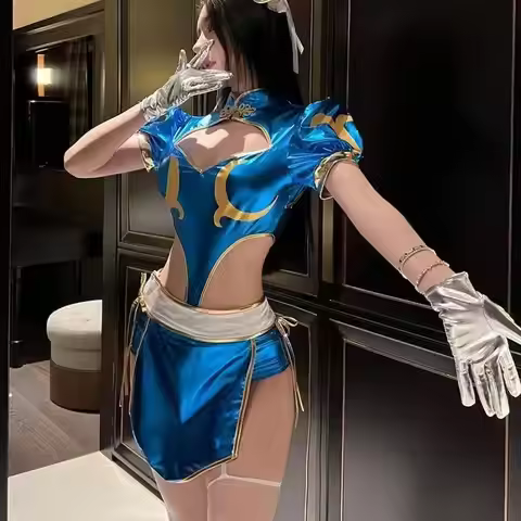 Chun-Li Cosplay Costume, Mature Sister Style Anime Qipao Cheongsam Uniform Set