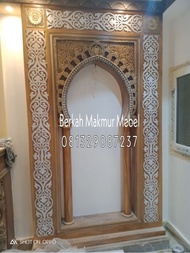 mihrab masjid / mihrab jati / tempat imam ukir / mihrab mushola ukiran