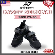 [New Seven] Kasut Sekolah Hitam Original–Lekat /Unisex Budak Lelaki &Perempuan/School Shoes NEW7-111