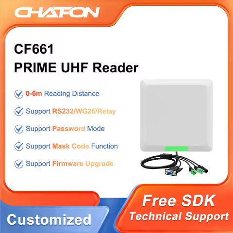 CHAFON CF661 5-6m Uhf Rfid Prime Reader Long Range Built in 6dbi Antenna RS232 WG26 RELAY Ethernet f