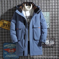 Down jacket men's white duck down winter outdoor thickened high-end casual business king glory mid-length down jacket