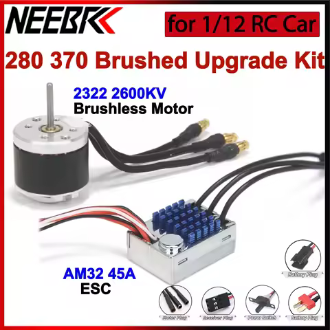 280 370 Brushed Upgrade Part 2322 2600KV Outrunner Brushless Motor AM32 45A ESC for 1/12 RC Car Craw