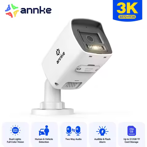 Annke 3K 5MP IP Camera Two-way Audio 2.8MM Lens H.265+ Onvif Smar Dual Light bullet camera wide angl