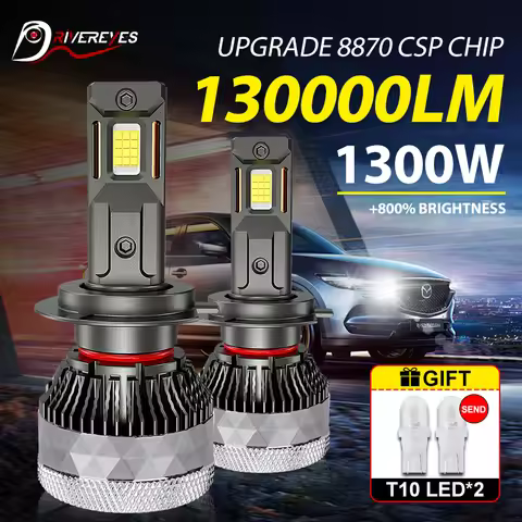 2PCS K5C H7 H3 LED 130000LM Headlights Canbus 6000K H1 H4 H11 9012 HIR2 H8 H9 9005 9006 HB3 HB4 High