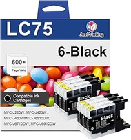 Compatible LC75BK LC71BK LC75 Black Ink Cartridges Replacement for Brother LC-75 LC71 LC79 XL Ink Wo