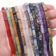 30pcs Natural Square Tube Beads Lapis Lazuli Amethyst Crystal Amazonite Spacer Bead For Jewelry Maki