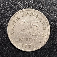 Koin 25 Rupiah Burung Thn 1971