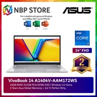 Asus VivoBook 14 A1404V-AAM172WS 14'' FHD Laptop Transparent Silver ( I7-1355U, 16GB, 512GB SSD, Int