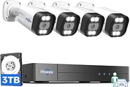 [3TB HDD] Hiseeu 4K PoE Security Camera System, 4 Pcs 5MP PoE IP Security Camera Outdoor Indoor, Hum