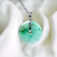 冰種飄陽綠平安扣項鍊18K金鑲嵌墜頭 | 天然緬甸玉翡翠A貨 | 送禮