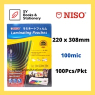 NISO A4 Laminating Film / Laminate Film / Plastik Laminate A4 100 Micron 100 Sheets (220mm x 308mm)